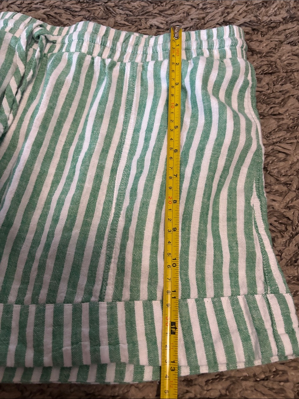 Universal Thread Green and White Striped Drawstring Linen blend Shorts. - Picture 10 of 12